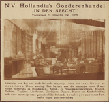 717419 Fotoadvertentie van de N.V. Hollandia's Goederenhandel 'In den Specht', 'op afbetaling', Voorstraat 22 te ...